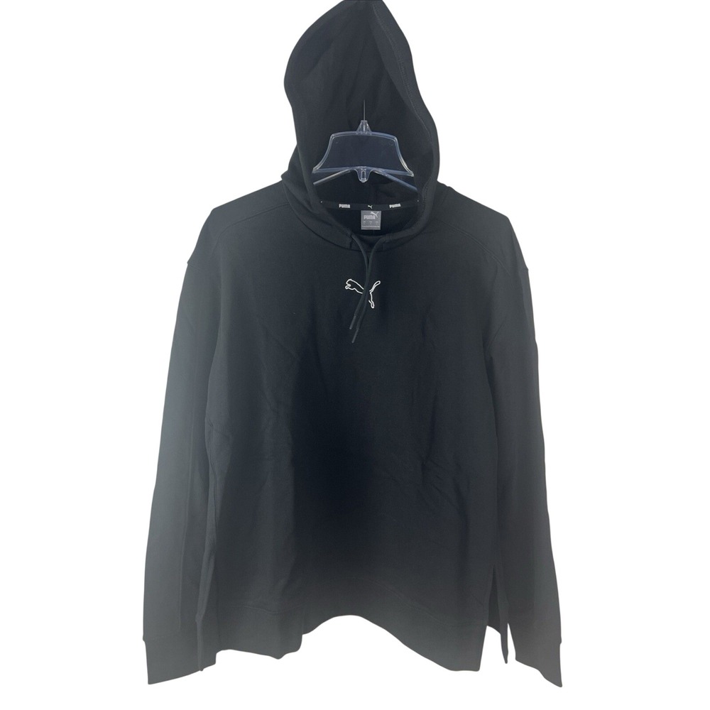 Puma Women's Hoodie Size Large Pullover Relaxed 849831-01 Cotton Blend Black A04